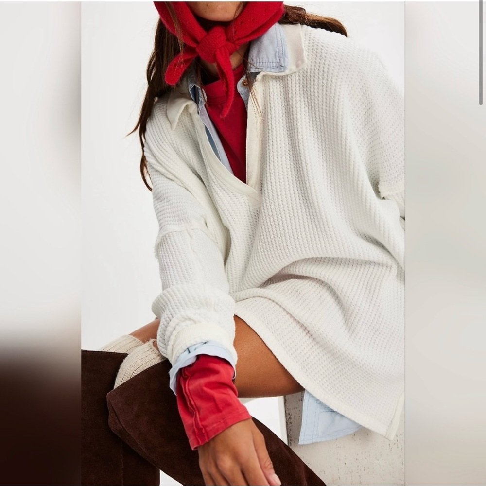 NWT Free People We The Free Travis Polo - Ivory - XS